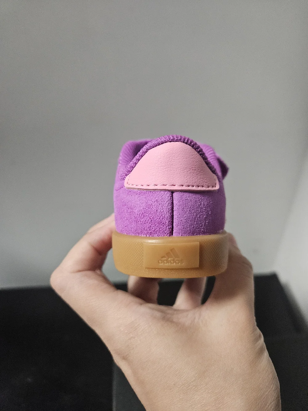 adidas Purple Suede Kids Sneakers with Pink Stripes